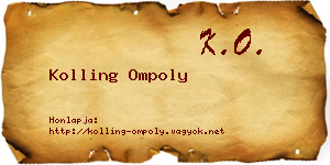Kolling Ompoly névjegykártya